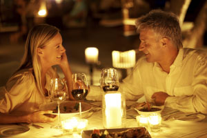 couple enjoying meal together