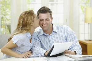 couple looking at papers together